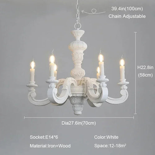 lustre romain en bois sculpté rétro pour décoration élégante - vue 10 sur 12