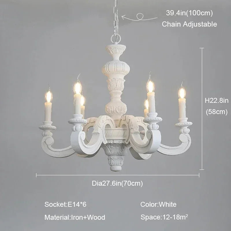 lustre romain en bois sculpté rétro pour décoration élégante - vue 9 sur 12