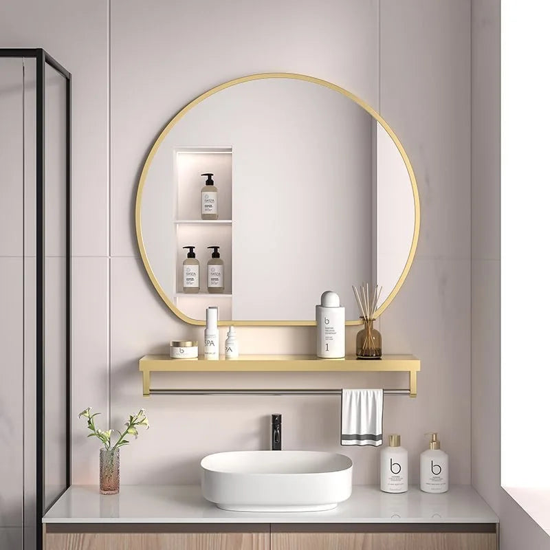 miroir de maquillage avec rangement muraux en métal - vue 1 sur 8