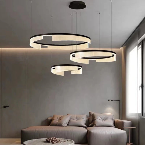 lustre à led circulaire en aluminium et acrylique pour intérieur décoratif - vue 4 sur 24