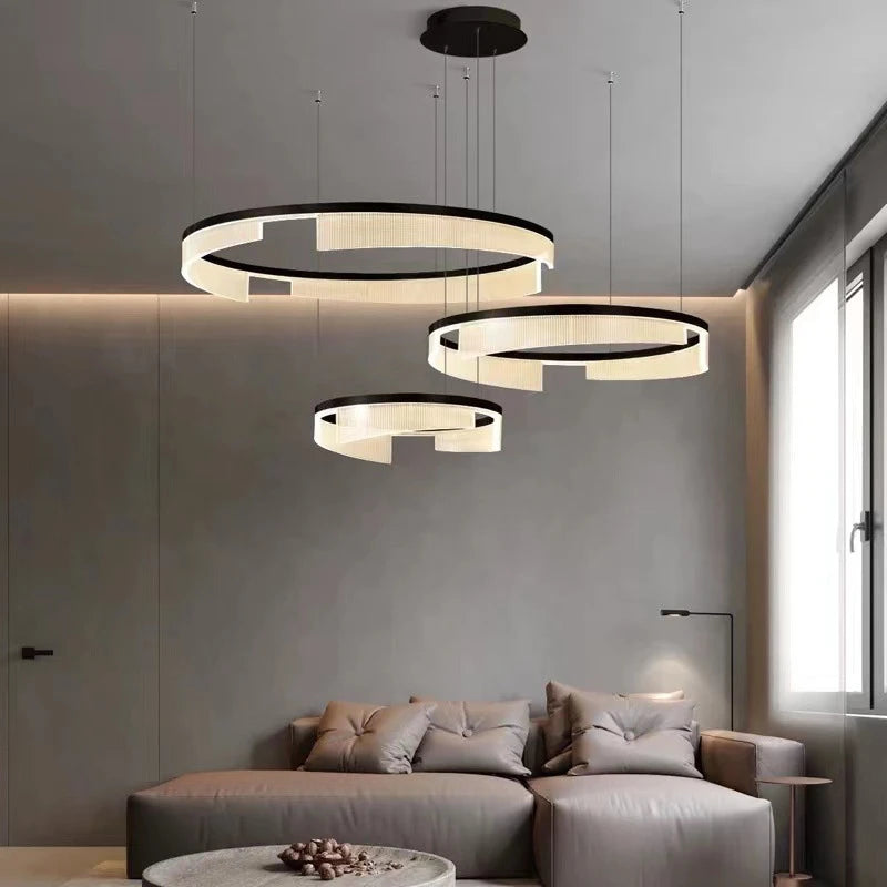 lustre à led circulaire en aluminium et acrylique pour intérieur décoratif - vue 3 sur 24