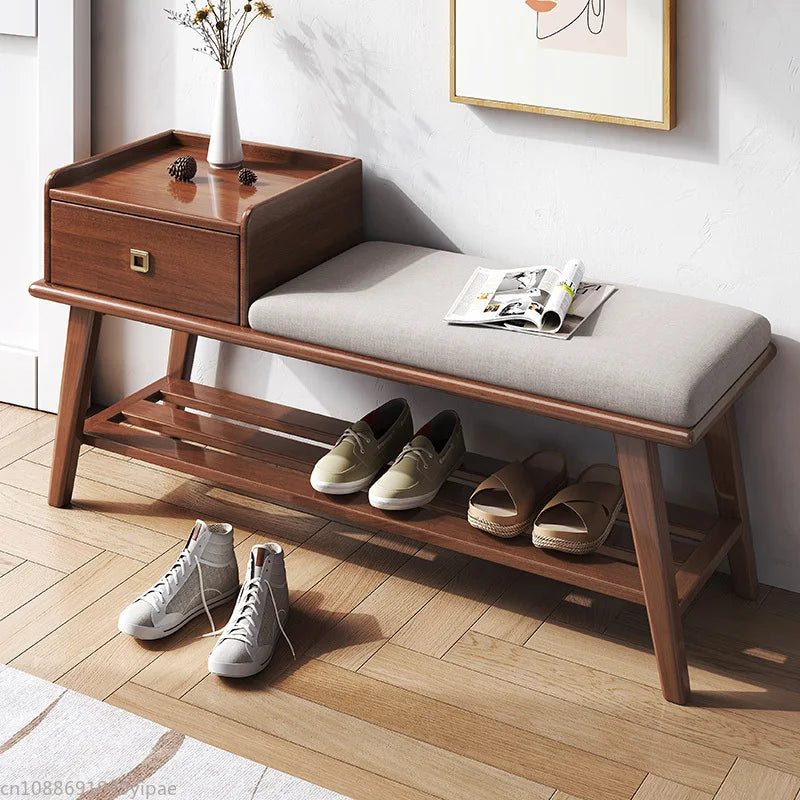 tabouret nordique en bois massif pour rangement et confort - vue 2 sur 9