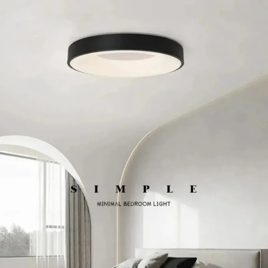 plafonnier led macaron moderne circulaire grain de bois réglable
