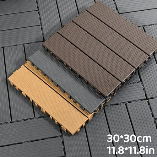 Dalles de sol pvc clipsables effet bois exterieur - vue 3 sur 7