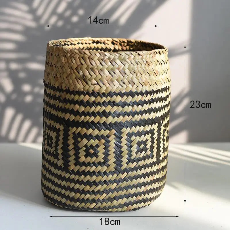 panier tissé à la main pour fleurs et plantes décoratives - vue 9 sur 10
