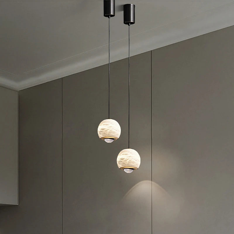 suspension LED en marbre naturel espagnol idéale pour bar et restaurant - vue 4 sur 6