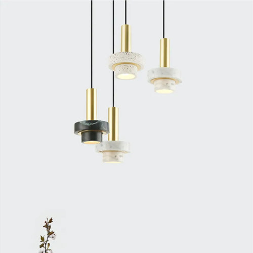 Suspension Lustre nordique Simple moderne luxe marbre Restaurant couloir allée café balcon bar chevet lampe décorative - vue 4 sur 9
