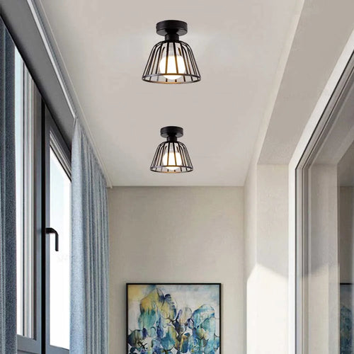 Iron walkway ceiling light minimalist Nordic retro balcony, kitchen light, hallway iron entrance small ceiling light - vue 6 sur 6