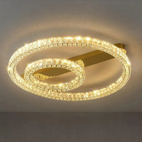 Plafonnier anneau led luxe dimmable doré cristal