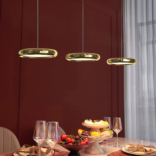 lustre en aluminium led design plaqué circulaire - vue 4 sur 18