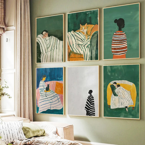 femme chat abstrait art mural pour décoration moderne - vue 2 sur 7