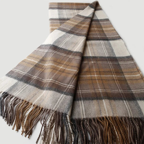 Plaid laine motif ecossais a pompons chaud voyage - vue 6 sur 7