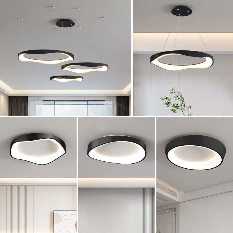 lustre circulaire à led design nordique moderne et créatif - vue 3 sur 20
