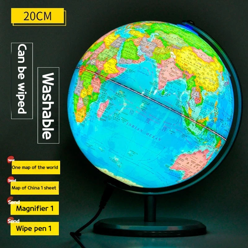 globe étudiant géographie avec lampe et base métallique pour bureau - vue 8 sur 14