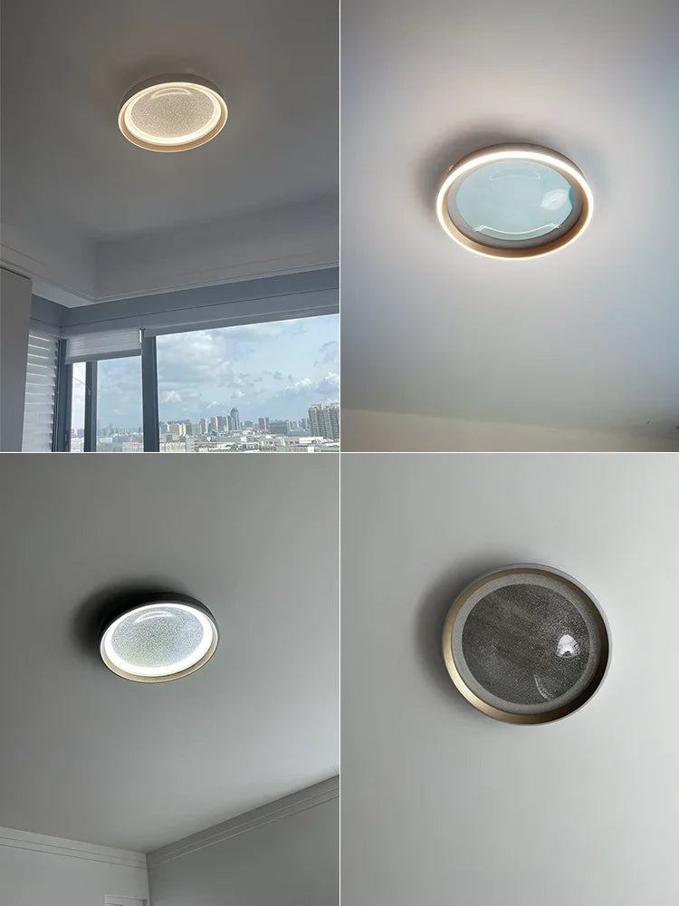 Modern Lights Round Ceiling Lamp Starry Sky Bedroom Lustre Simple Balcony Lampara Porch Creative Personality Room Chandeliers - vue 4 sur 9