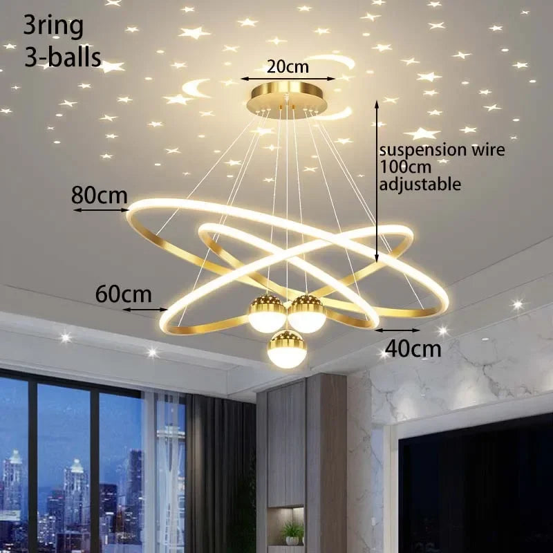 lustre led moderne ciel étoilé pour décoration intérieure - vue 12 sur 14
