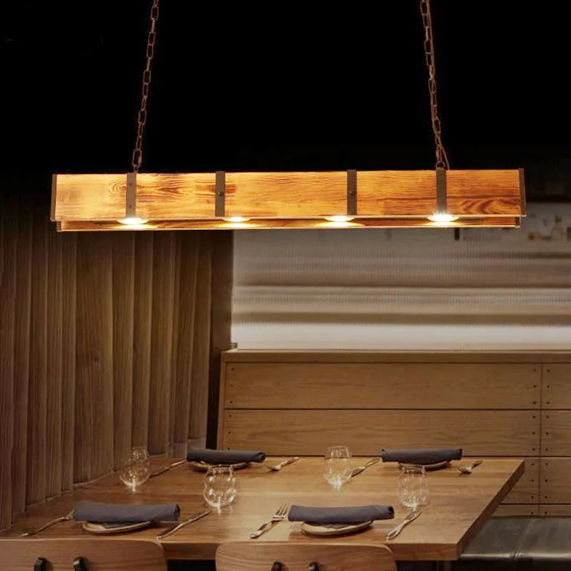 Style ancien américain Vintage grenier en bois suspension lampe salle à manger Bar Table magasin de vêtements industriel suspension Led éclairage - vue 4 sur 8