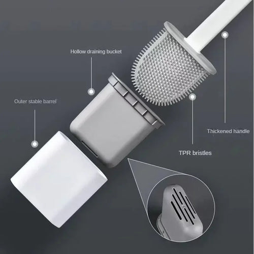 brosse de toilette murale sans perçage avec base drainable - vue 4 sur 9