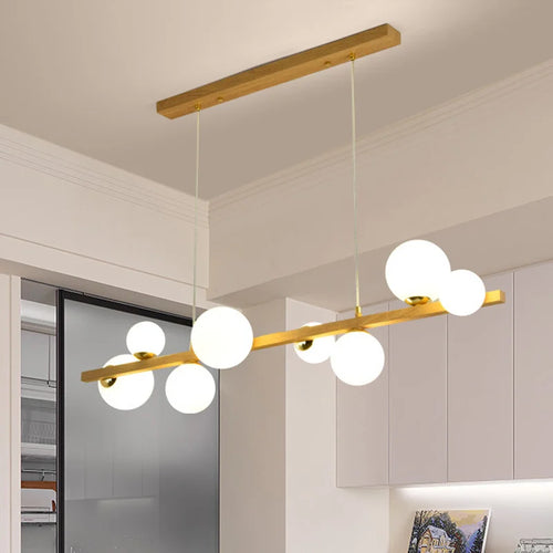 lustre abat-jour en verre suspension décor maison luminaire - vue 3 sur 10