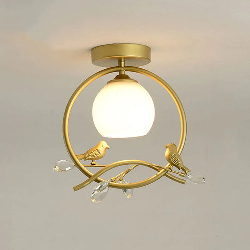 plafonnier nordique en fer style 	 avec décoration oiseau - vue 2 sur 16