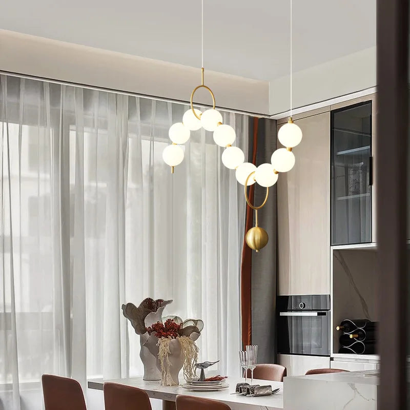 Lustre design arrondi avec boules LED - vue 5 sur 16