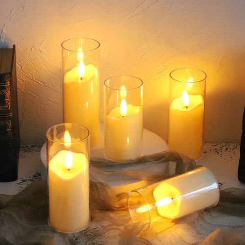 lot de 6 bougies led sans flamme en verre pour mariage et noël - vue 4 sur 9