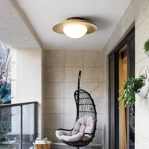 Wabi-sabi porche balcon plafonnier Europe du nord jaune grotte pierre plafonnier pour maison couloir décoration lampe - vue 5 sur 9