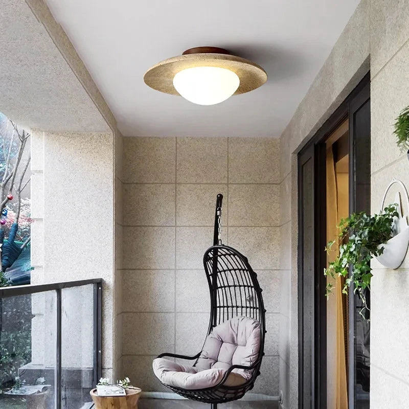 Wabi-sabi porche balcon plafonnier Europe du nord jaune grotte pierre plafonnier pour maison couloir décoration lampe - vue 4 sur 9