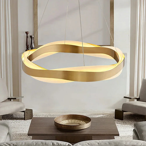 Lustres de cercle noir d'or de luxe décoration de la maison suspension pour salon Restaurant Hall lampes suspendues de plafond en acrylique - vue 2 sur 12