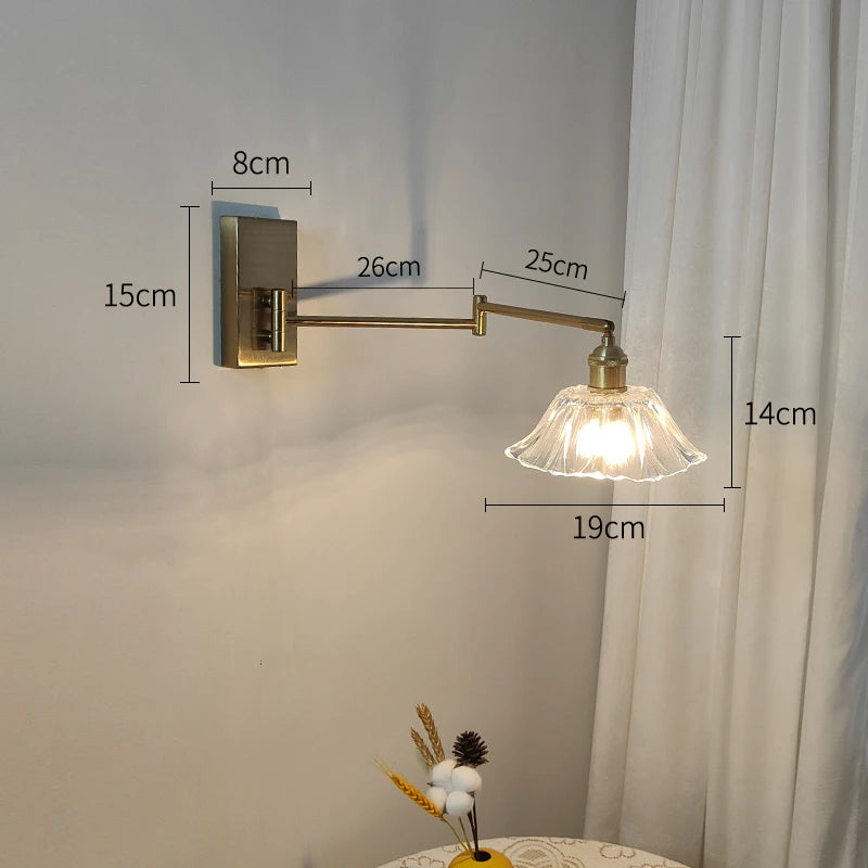 IWHD tirer chaîne verre applique murale LED applique bras gauche droite rotation chambre salon lumières nordique moderne à côté lampe Wandlamp - vue 21 sur 23