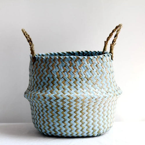 panier de rangement pliable en osier fait main patchwork seagrass - vue 8 sur 8