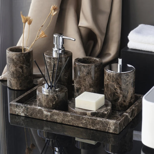 accessoires de salle de bain en marbre naturel ensemble luxe - vue 2 sur 27