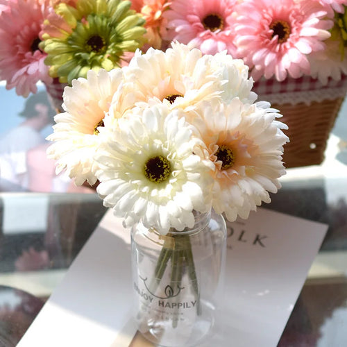 fleurs de gerbera artificielles pour décoration de fête et mariage - vue 2 sur 13