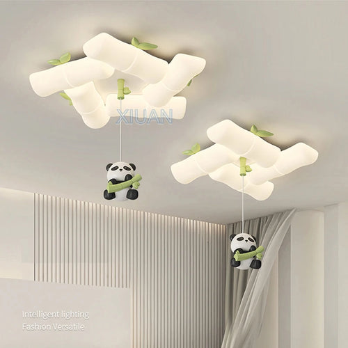 plafonnier panda en bambou pour chambre d'enfant et maternelle - vue 2 sur 8
