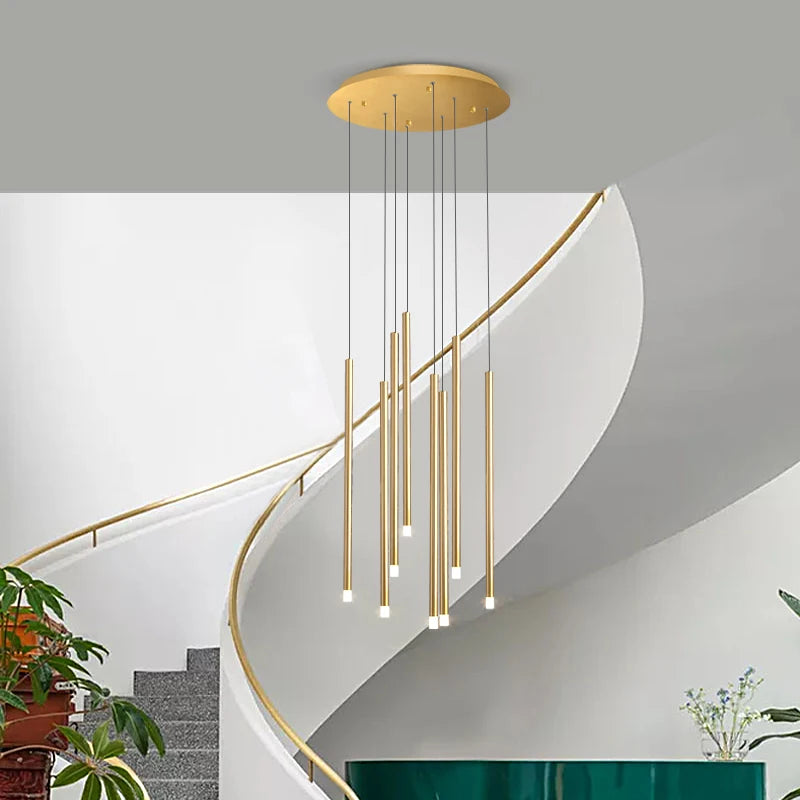 lustre escalier minimaliste moderne duplex rotatif personnalité créative - vue 5 sur 12