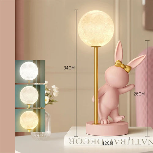 Lampe de Table en forme de lapin rose nordique - vue 10 sur 16