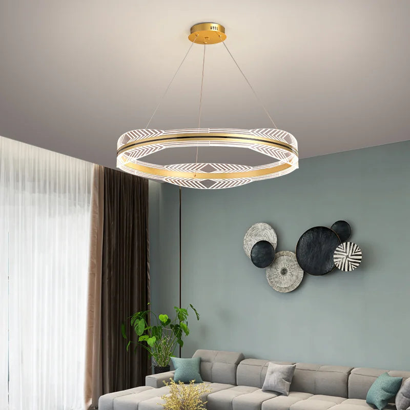 lustre moderne suspendu en or design nordique éclairage intérieur - vue 3 sur 12