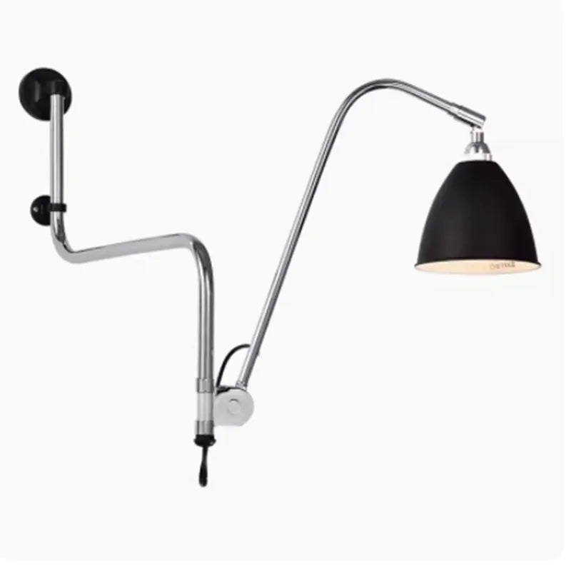 Nordic Modern Minimalist Swing Bedroom, Living Room, Study, Personalized Adjustable E27LED Creative Iron Wall Lamp - vue 6 sur 8