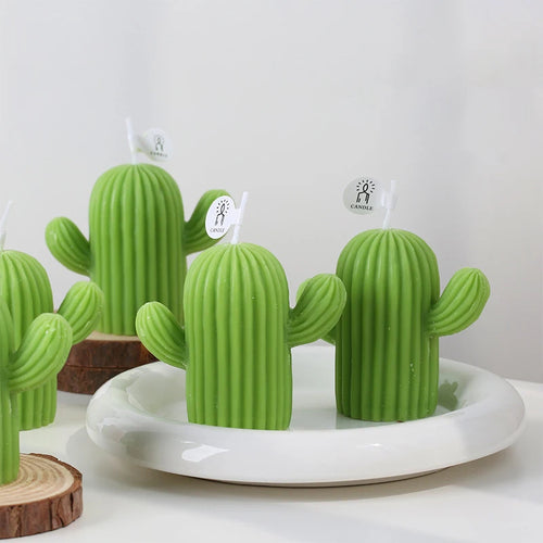 bougies parfumées cactus en cire de soja pour décoration et accessoires photo - vue 6 sur 9
