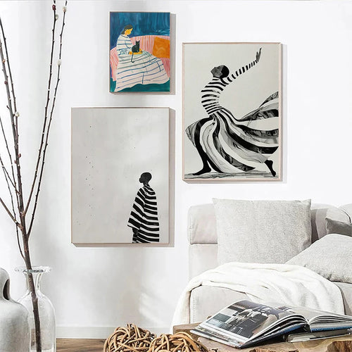 femme chat abstrait art mural pour décoration moderne - vue 4 sur 7