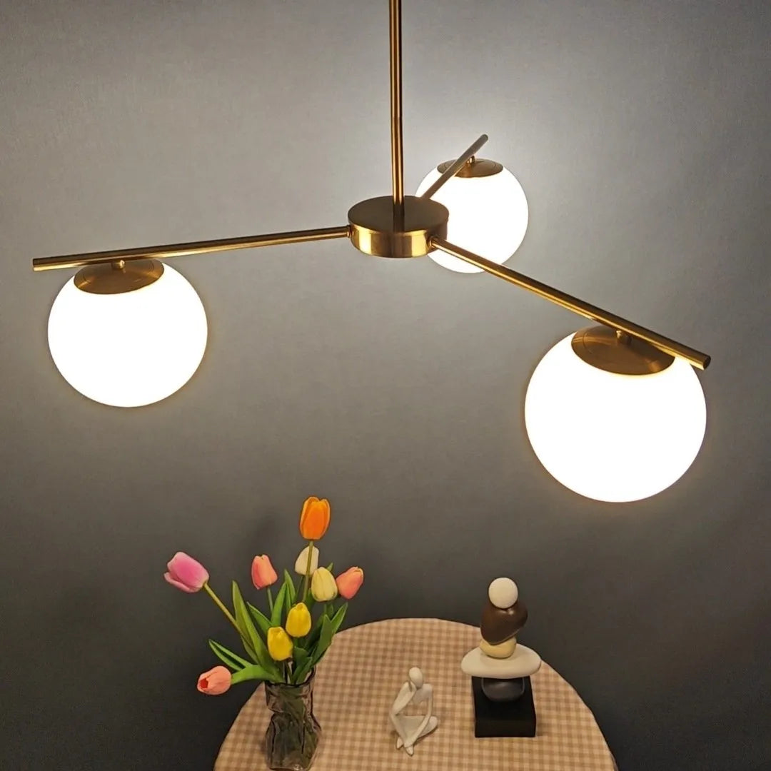 lustre nordique moderne en verre laiteux pour décoration maison - vue 4 sur 7