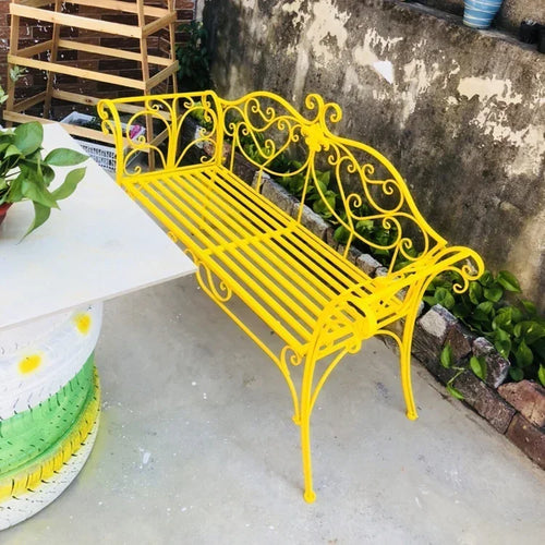 banc de jardin fer forgé table et chaises extérieur