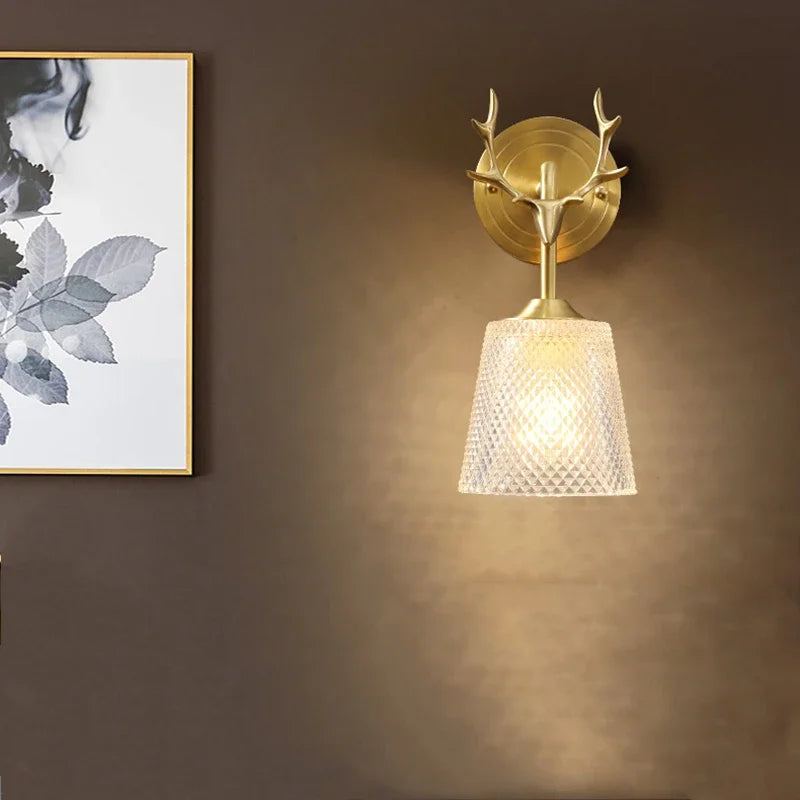 lustre en verre rétro à têtes multiples en cuivre design élégant - vue 3 sur 9