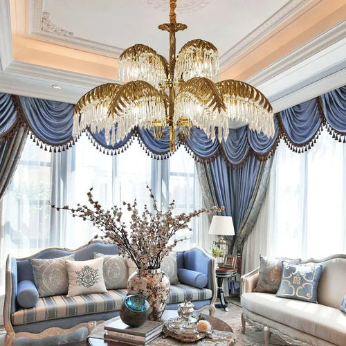 lustre en cuivre avec cristal pour décoration élégante et rétro - vue 2 sur 11