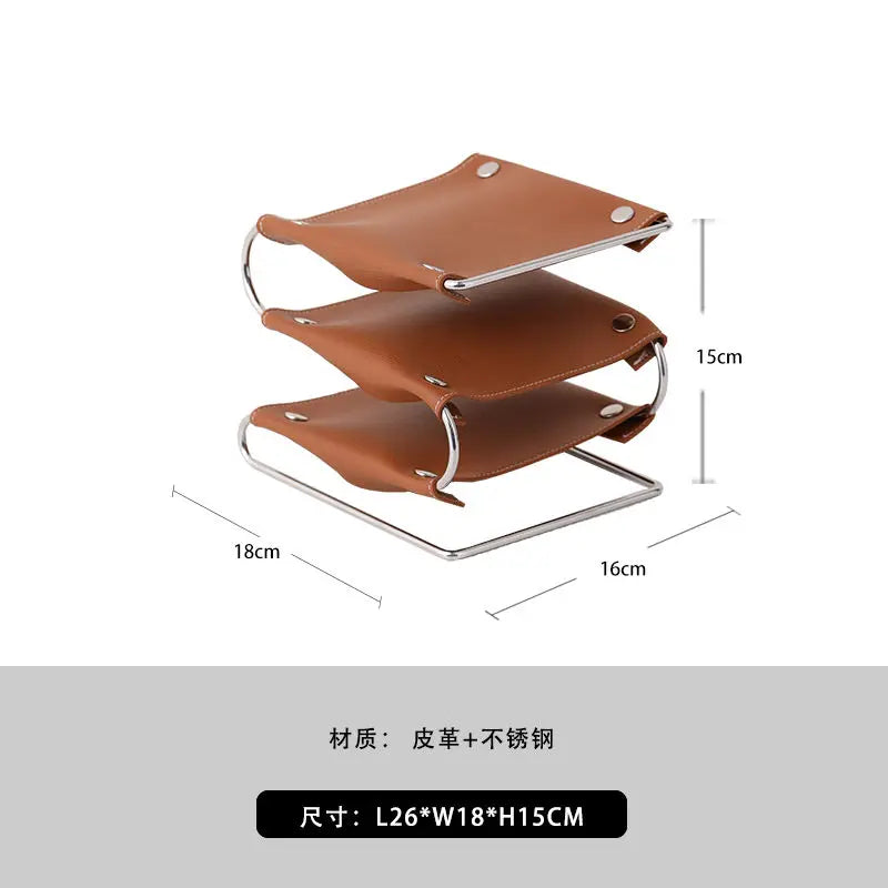 support de rangement multifonction en cuir et acier inoxydable - vue 11 sur 12
