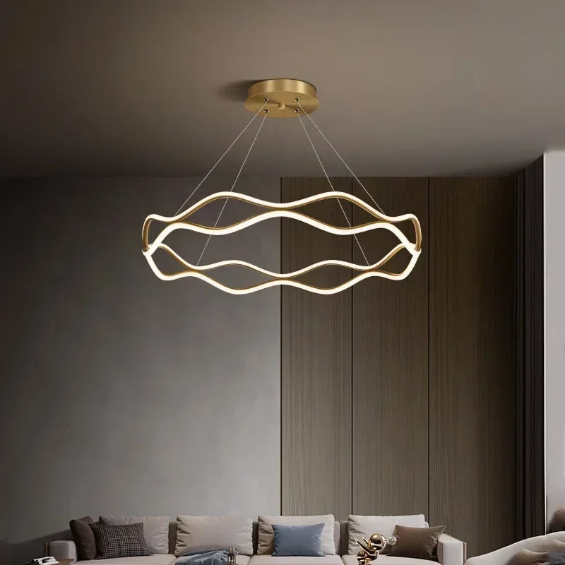 Lustre Nordique LED Lumière Pour Chambre Salon Salle à manger De Luxe Anneau Suspension Décor À La Maison - vue 3 sur 22