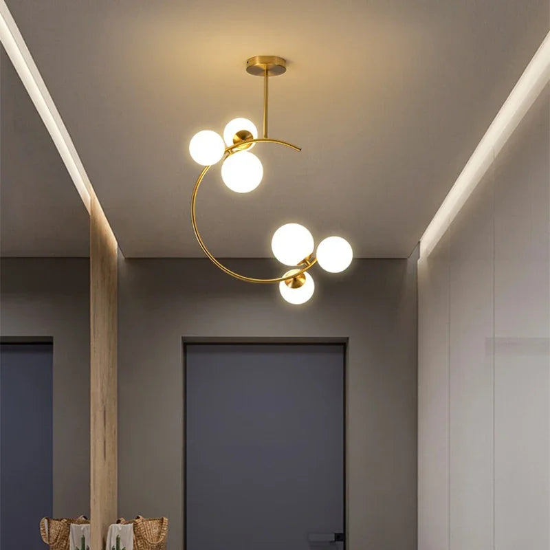 220V 110V Small Chandelier Nordic Round Pendant Light Gold Glass Ball Light for Living Room Dinning Room Kitchen Bedroom - vue 2 sur 16