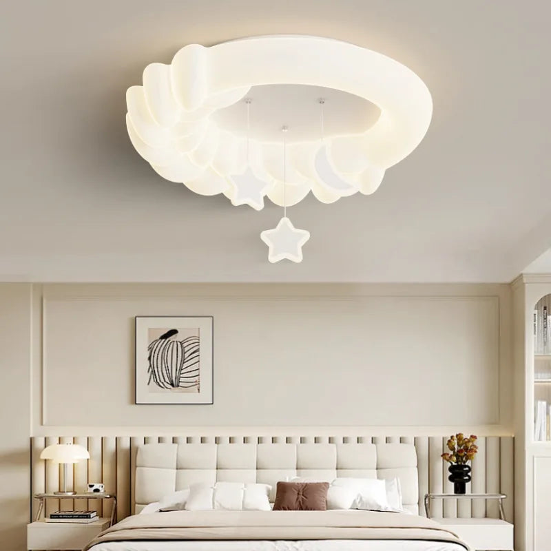 lustre suspendu en forme d'étoile lune et nuage pour enfants - vue 2 sur 8