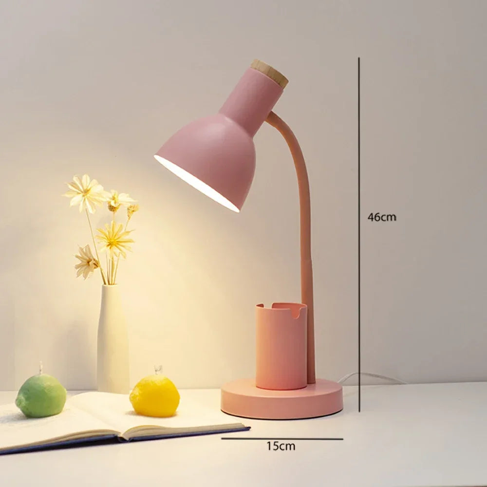 lampe de bureau créative nordique avec porte-stylo led décoratif - vue 5 sur 11