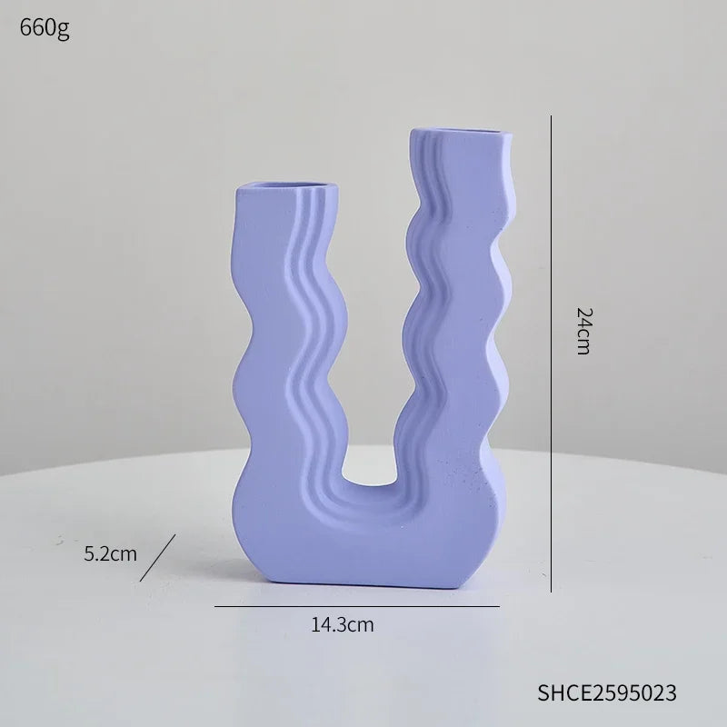 vase en céramique décoratif style morandi pour fleurs - vue 8 sur 11